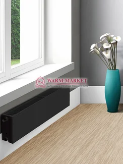 Dia Norm Plan Compact FC 22, высотой 300 мм - гладкий панельный радиатор с боковым подключением черного цвета