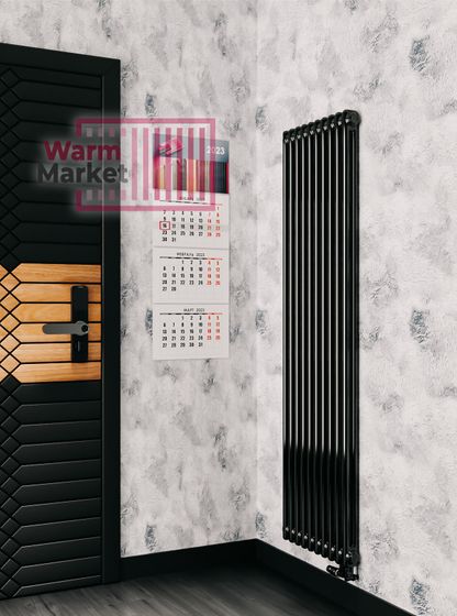 Вертикальный трубчатый радиатор Solira 2200 N24 нижнее проходное подключение, серебристо-серый (RAL 9007)