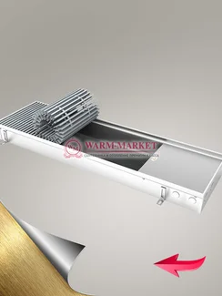 Внутрипольный конвектор Eva K без вентилятора шириной 403 мм (с алюминиевой решеткой золотого цвета)