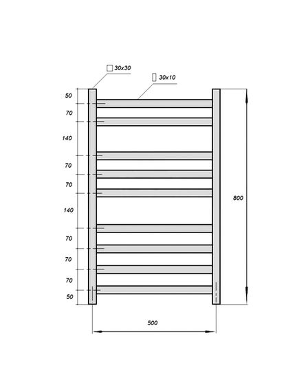 Полотенцесушитель электрический Solent Sauc SR-006 800х500 П9 черный