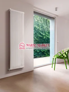 Вертикальный трубчатый радиатор Purmo Delta Lazerline 2180-12 секций, двухтрубный с боковым подключением.