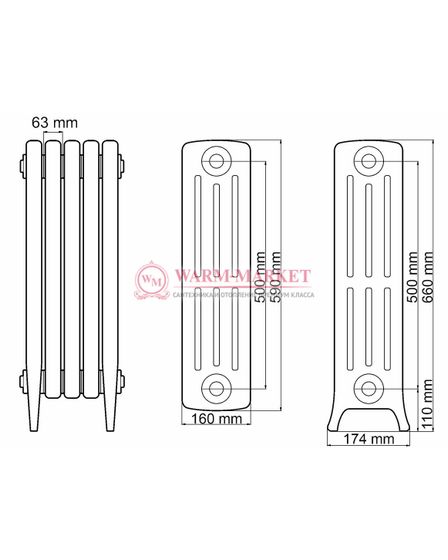 Чугунный радиатор Viadrus Kalor 500/160