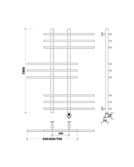 Электрический полотенцесушитель Secado Турин 5 из нержавеющей стали