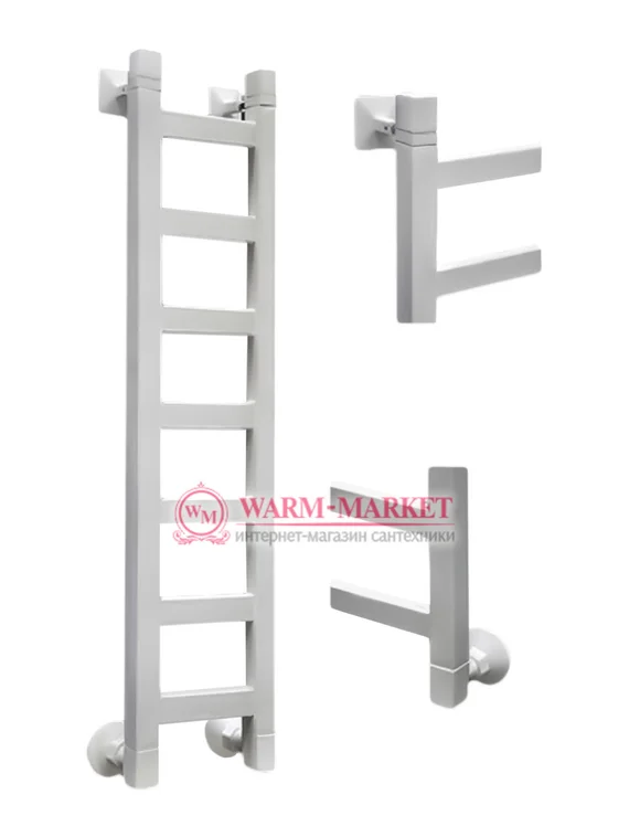 Quadro 1 1200х230 - узкий водяной полотенцесушитель из нержавеющей стали 230 мм. шириной белого цвета.