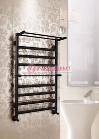 Hendriks-черный полотенцесушитель с двумя полками, нижнее подключение