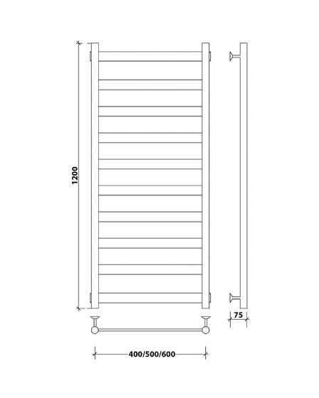 Водяной полотенцесушитель Secado Комано 2 из нержавеющей стали, черный