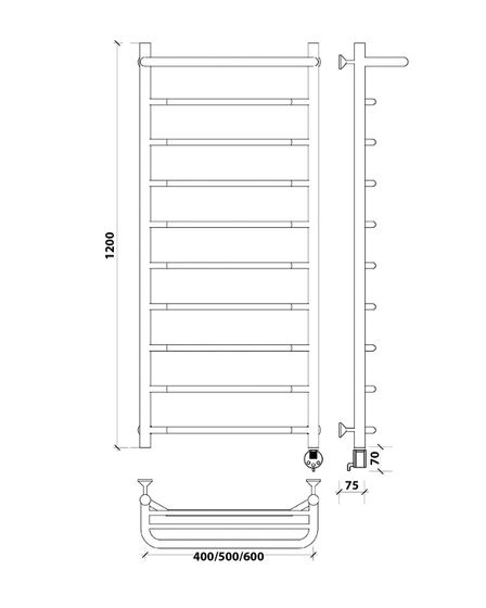Электрический полотенцесушитель Secado Агата 1 СП из нержавеющей стали