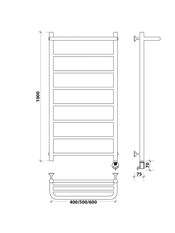 Электрический полотенцесушитель Secado Триада 1 СП из нержавеющей стали