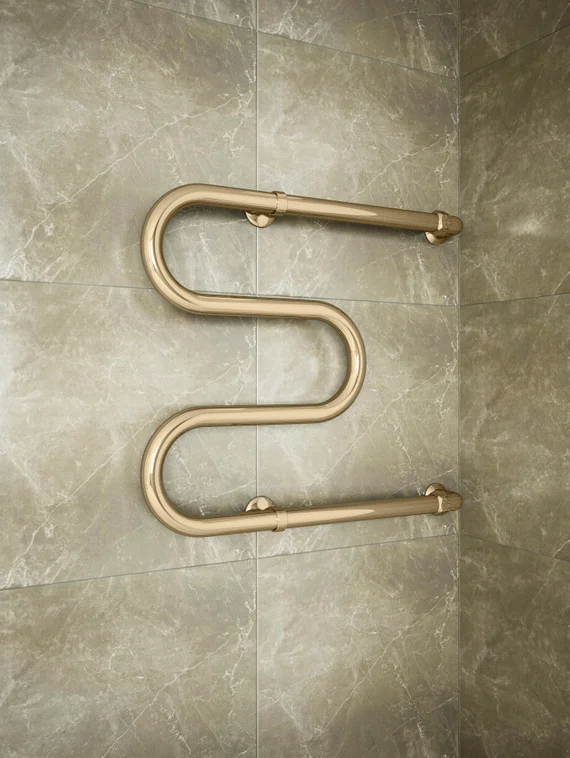 М - образный водяной полотенцесушитель цвета бронза без полочек