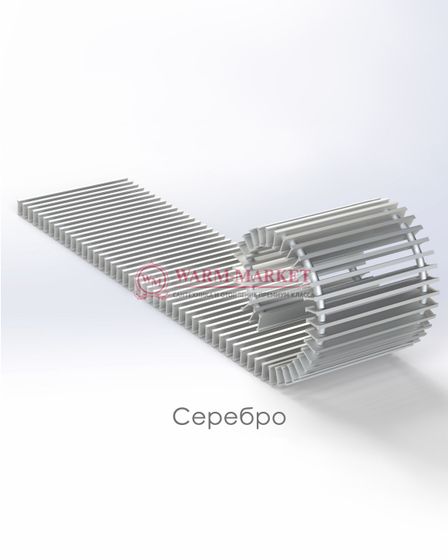 Конвектор внутрипольный Helios Therm Alpha Air (CIAA) с вентилятором глубиной 85мм с алюминиевой решеткой серебряного цвета