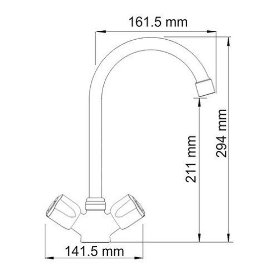 Смеситель для кухни черный Amper 2907-Bl