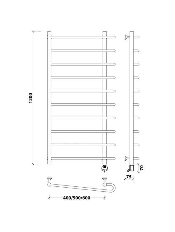 Электрический полотенцесушитель Secado Венеция 2 из нержавеющей стали