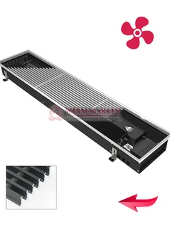 Конвектор внутрипольный Varmann Qtherm Electro с вентилятором c алюминиевой решеткой цвета светлой бронзы