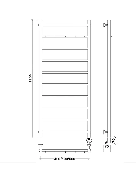 Электрический полотенцесушитель Secado Триада 1 К из нержавеющей стали