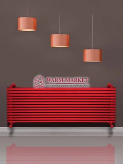 Ravenna446х1400 – красный горизонтальный широкий дизайнерский полотенцесушитель