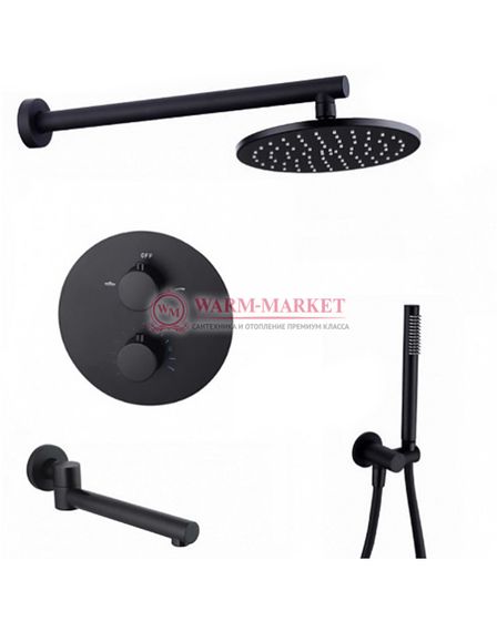 Душевой комплект термотатический 3в1 Warmer Black Line 400300-8D Termo