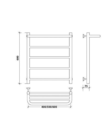 Водяной полотенцесушитель Secado Триада 1 СП из нержавеющей стали