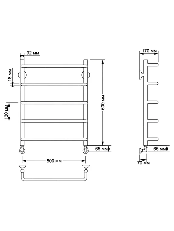Электрический полотенцесушитель Secado Мерида 1 из латуни
