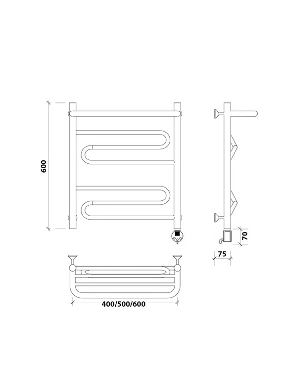 Электрический полотенцесушитель Secado Валенсия 1 СП из нержавеющей стали