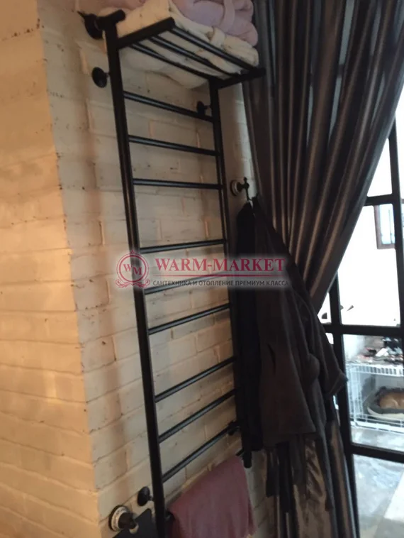 Galant 4 (прямой) - водяной полотенцесушитель с полкой из нержавеющей стали