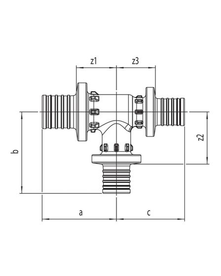 Тройник REHAU с уменьшенным боковым и торцевым проходами 20-16-16 PX