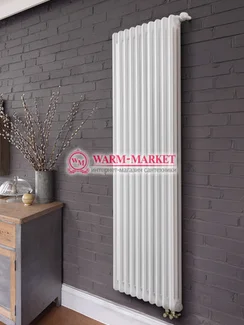 Вертикальный трубчатый радиатор Purmo Delta Lazerline 3180-10 секций, трехтрубный нижнее правое/левое подключение с вентилем.