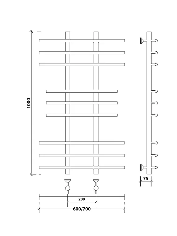 Водяной полотенцесушитель Secado Турин 2 из нержавеющей стали