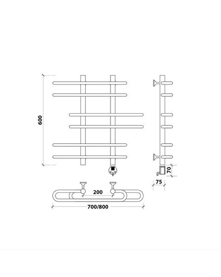 Электрический полотенцесушитель Secado Венеция 6 из нержавеющей стали