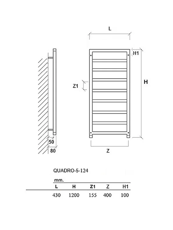 Quadro Q5 - водяной дизайн-полотенцесушитель из нержавеющей стали