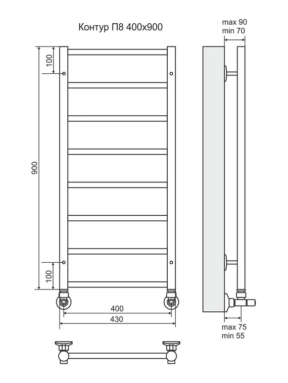 Контур П8-2 - электрический полотенцесушитель