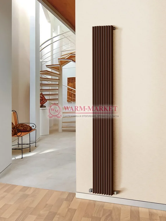 Paralleli v 1 1750 шаг 25 вертикальный трубчатый радиатор из прямоугольного профиля коричневого цвета