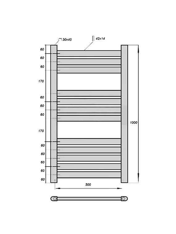 Полотенцесушитель электрический Solent Olivera SR-016 1000х500 П12 черный
