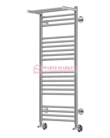 Аврора П20-2 - водяной полотенцесушитель с полкой, нижнее подключение, черный