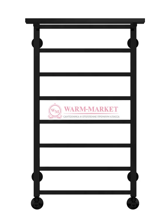 Контур П8-3 - водяной полотенцесушитель с полкой, нижнее подключение, черный