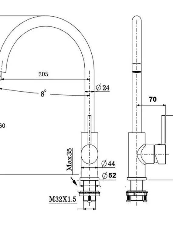 Смеситель для кухни Warmer Black Line 250140