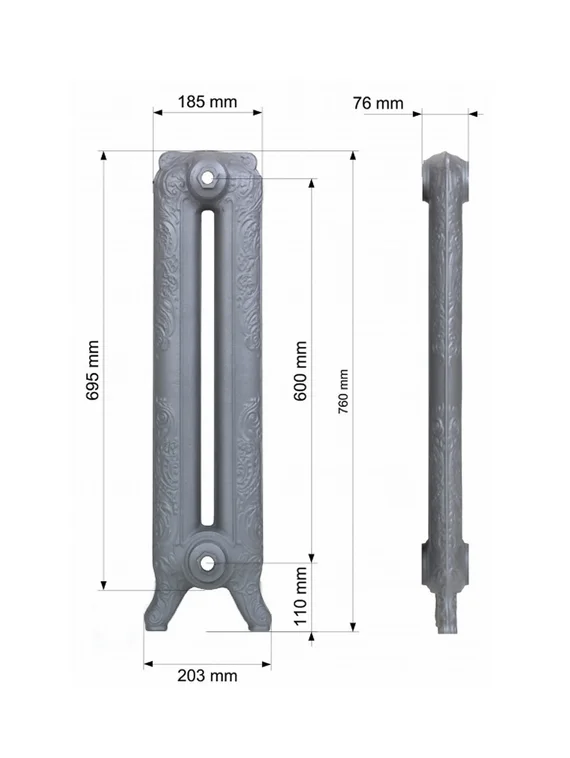 Guratec Merkur 760/05 AntikSchwarz - чугунный дизайн радиатор