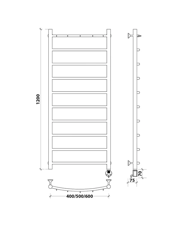 Электрический полотенцесушитель Secado Милан 1 К из нержавеющей стали
