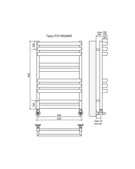 Грац - водяной полотенцесушитель из нержавеющей стали