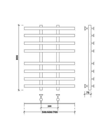 Водяной полотенцесушитель Secado Понтида 4 из нержавеющей стали