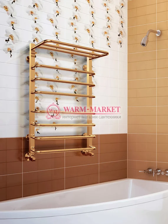 Arktur-водяной полотенцесушитель с полкой цвет бронза