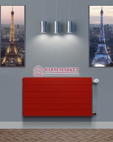 Ramo Compact RС 11, высотой 500 мм - панельный радиатор c горизонтальными бороздками боковое подключение красного цвета