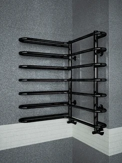 Nika Black - угловой полотенцесушитель черного цвета