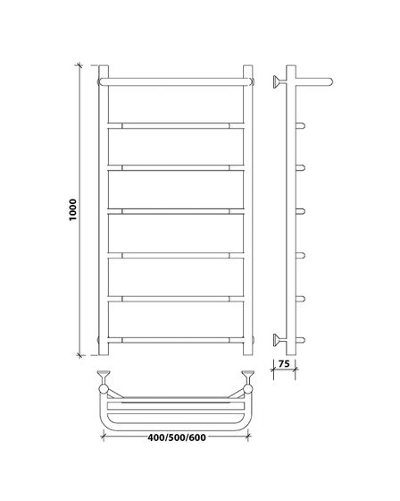 Водяной полотенцесушитель Secado Агата 1 СП из нержавеющей стали