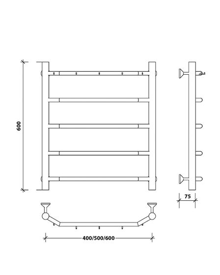Водяной полотенцесушитель Secado Агата 1 К из нержавеющей стали