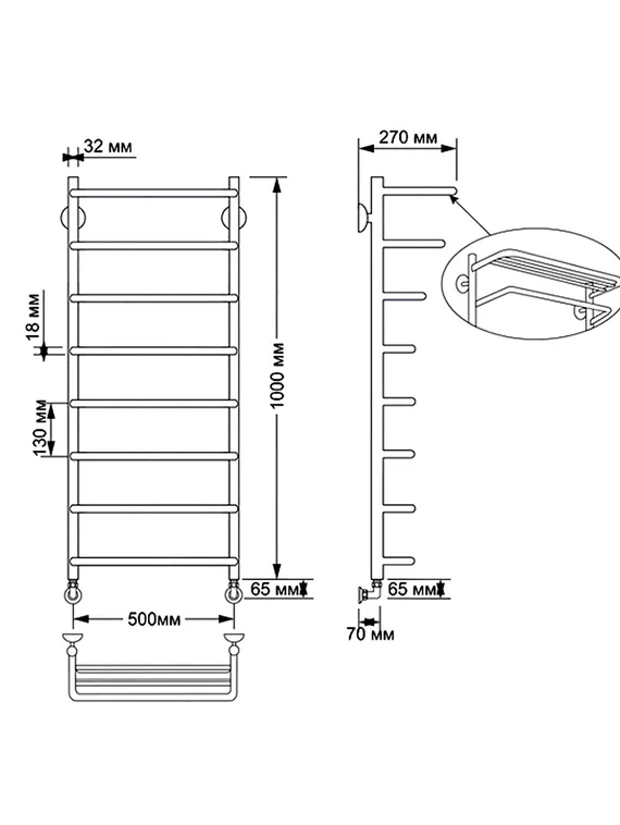Электрический полотенцесушитель Secado Мерида 2 из латуни