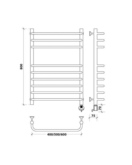 Электрический полотенцесушитель Secado Мерида 5 из нержавеющей стали