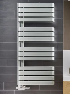 Terma Warp S - белый массивный полотенцесушитель с прямоугольными горизонталями