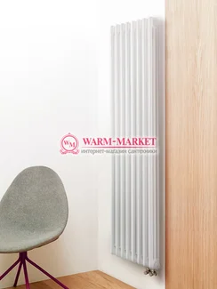 Вертикальный трубчатый радиатор Purmo Delta Lazerline 3180-8 секций, трехтрубный с нижним правым/левым подключением.