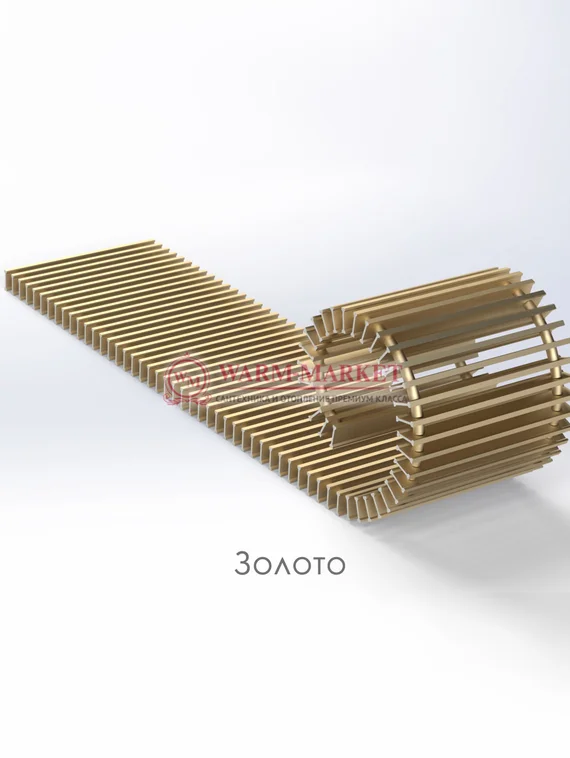 Конвектор внутрипольный Helios Therm Double Alpha (CIAD) без вентилятора глубиной 130мм с алюминиевой решеткой золотого цвета