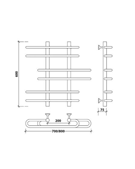Водяной полотенцесушитель Secado Венеция 6 из нержавеющей стали